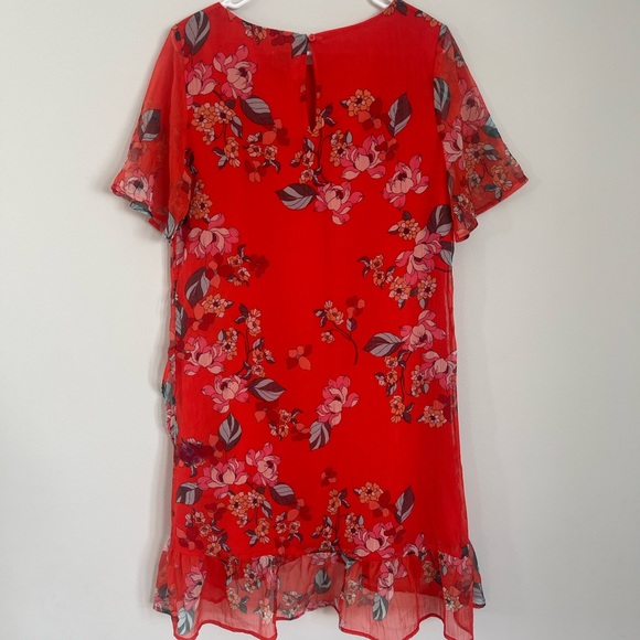 Red Floral Casual Dress Women’s M - Picture 5 of 5